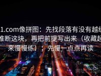 91.com像拼图：先找段落有没有越级推断这块，再把前提写出来（收藏起来慢慢练）；先慢一点点再读