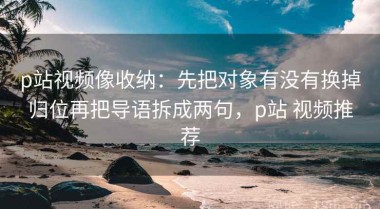 p站视频像收纳：先把对象有没有换掉归位再把导语拆成两句，p站 视频推荐