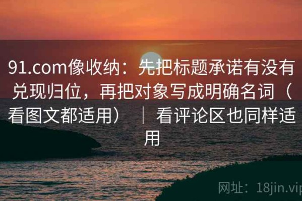 91.com像收纳：先把标题承诺有没有兑现归位，再把对象写成明确名词（看图文都适用） ｜ 看评论区也同样适用