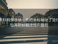 黑料网像收纳：先把坐标轴动了没归位再把标题改成问题句
